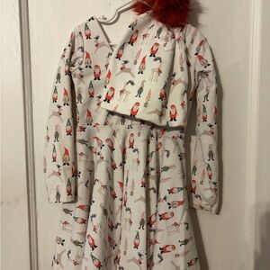 Charming Gnome Print Kids Dress with Hat